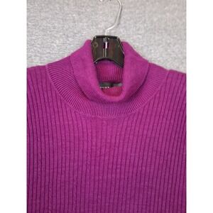 August Silk Womens Sweater XL Purple 100% Silk Rib Knit Turtleneck Soft Girl